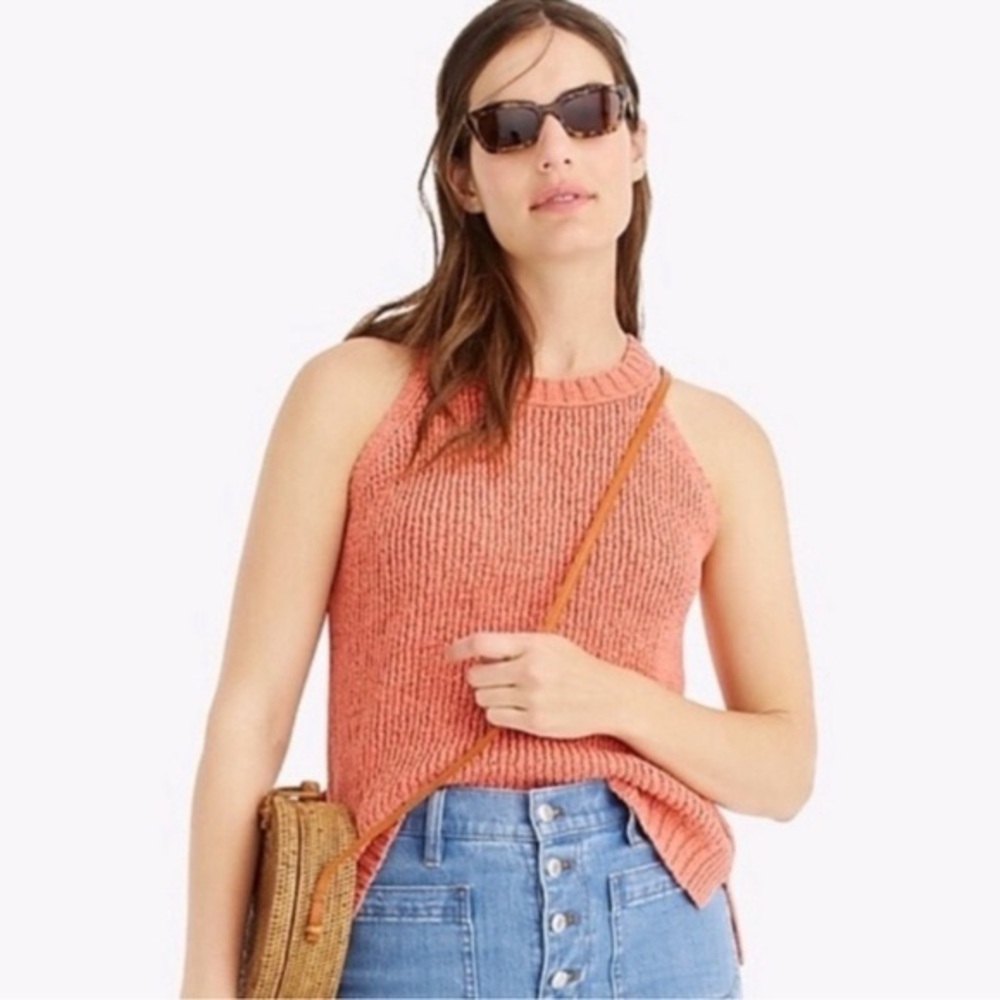 J. Crew Point Sur Sweater Tank Top - Coral Orange